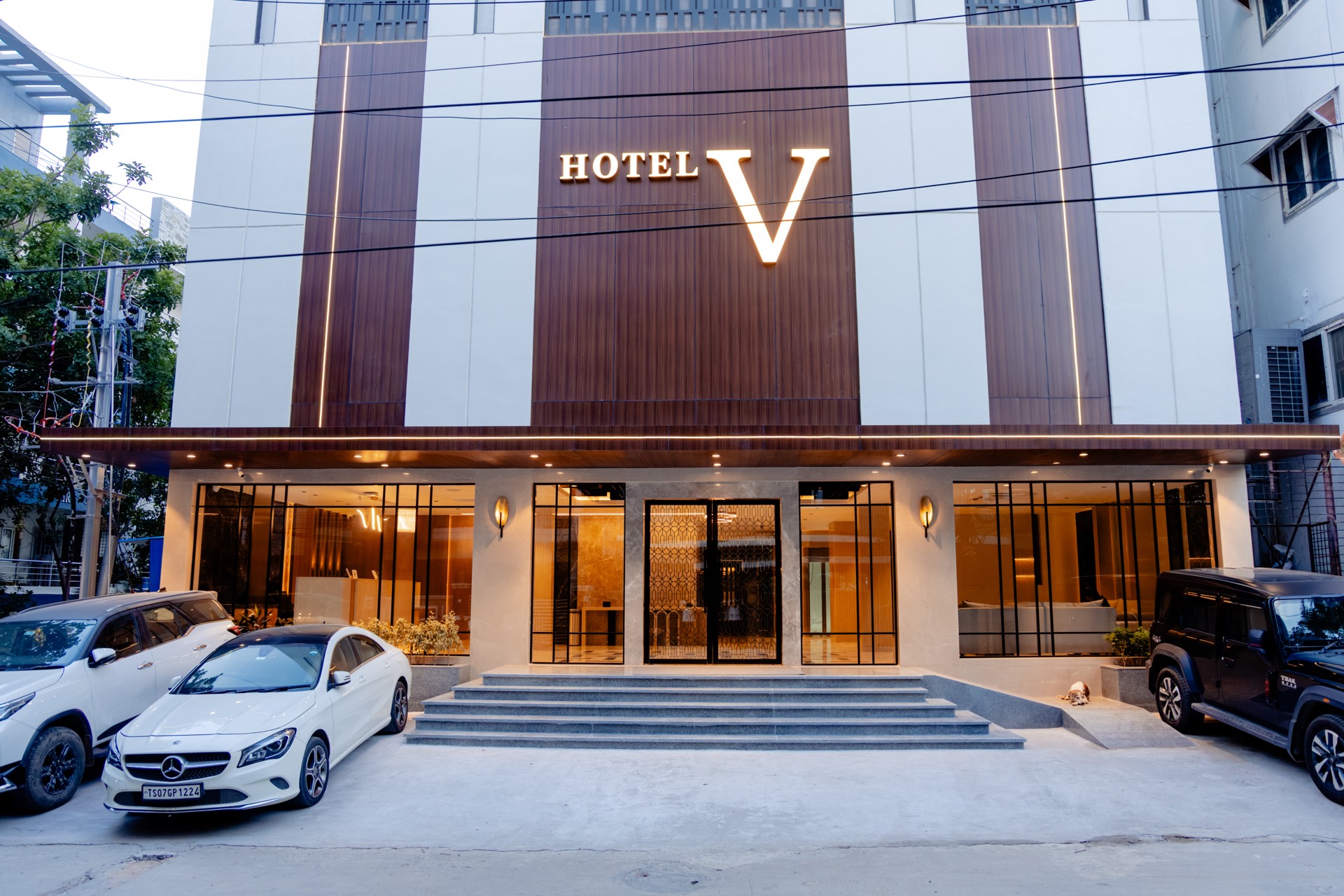 Hotel V exterior night
